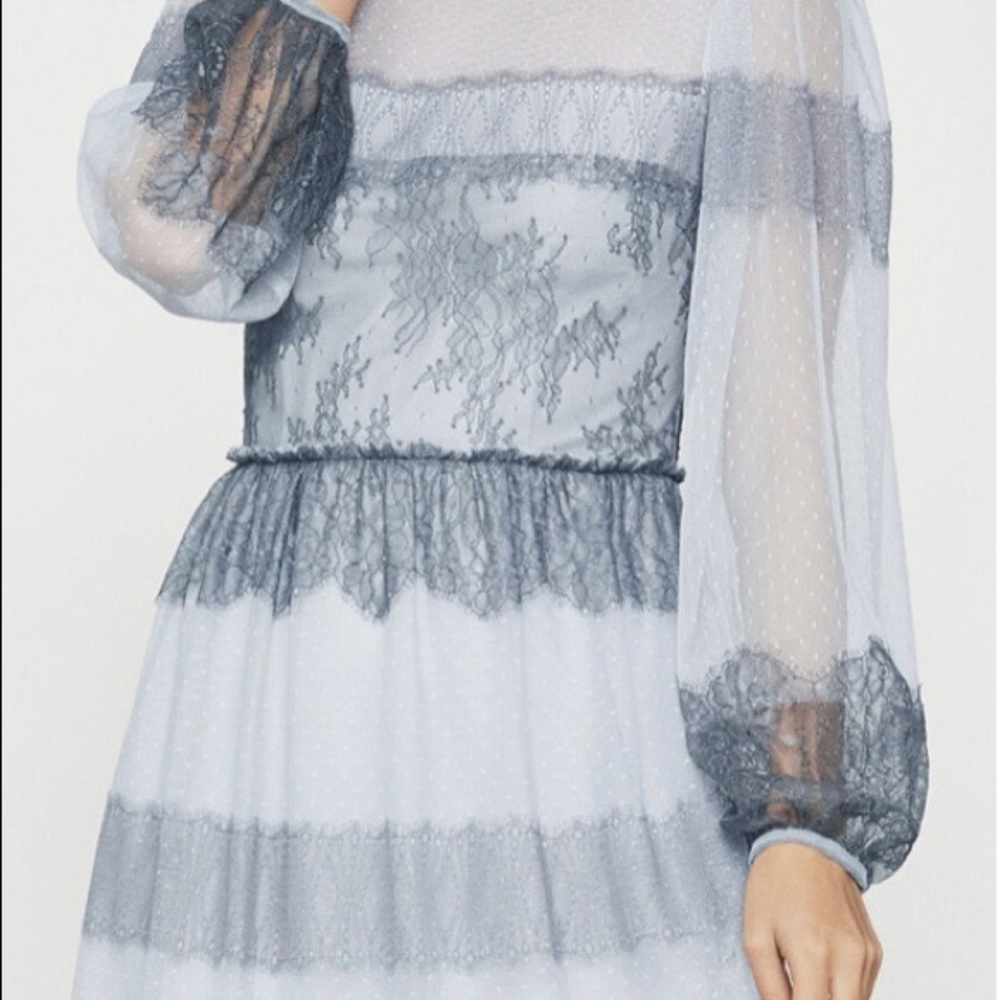 BCBG Maxazria Two-Tone Panel Lace Tulle Dress - Picture 8 of 10
